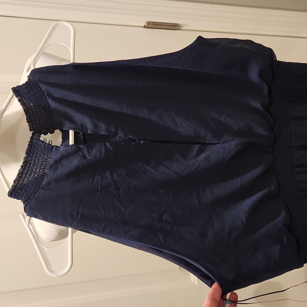 NEW- Sam Edelman Smocked Plissé Midi Dress Blue Size 14 - Picture 7 of 8